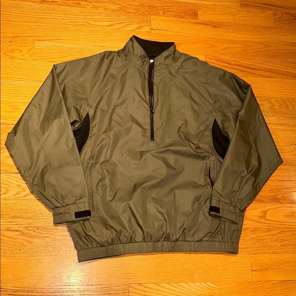 FootJoy DryJoys Golf Tour Collection Half 1/2 Zip Pullover Nylon Green Black‎ L